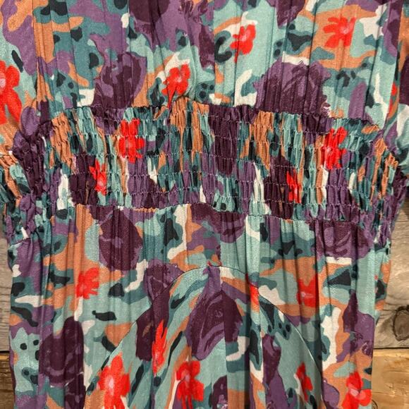 Nightcap Clothing Plum Rose Asymmetrical Skirt Kimono Maxi Dress Size M Coquette - Picture 6 of 15